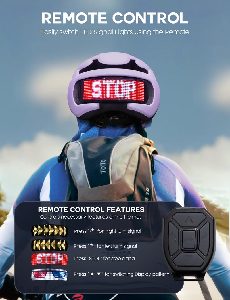 Docgari Bike Helmet with Light - Bike Helmet with DIY LED Screen for Scooter, Bicycle, Skateboard - LED Display Helmet with Customizable Patterns - Bicycle Helmet Light for Adult Men and Women - Image 3